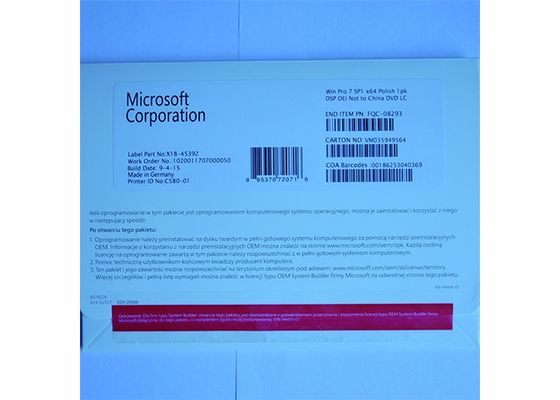 Chiny Pakiet OEM Microsoft Windows 7 Professional Licencja Licencja na oprogramowanie DVD / COA dostawca