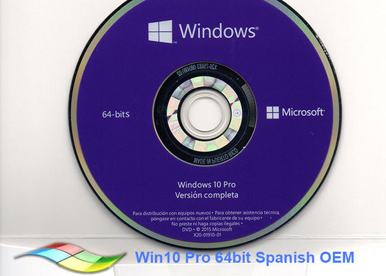 Chiny Oryginalna hiszpańska wersja Windows 10 Pro OEM Naklejka Windows 10 64 Bit Dvd dostawca