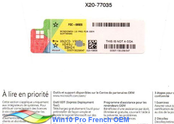 Chiny Wersja francuska Windows 10 Pro OEM Oprogramowanie 64BIT na PC dostawca