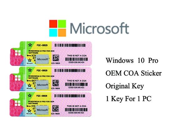 Chiny 100% Oryginalny klucz produktu Windows 10 Pełna wersja Online Aktywuj Multi Language, Windows 10 Pro Coa Sticker dostawca