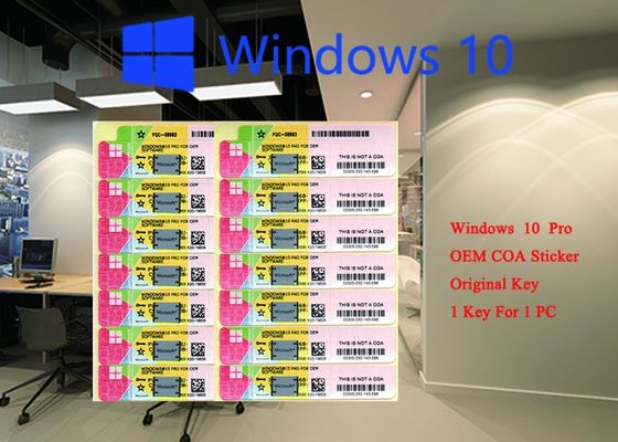 Chiny 100% Oryginalna naklejka COA Microsoft Windows 10 pro 32 64-bitowe systemy FQC 08983, Windows 10 Pro koreański OEM dostawca