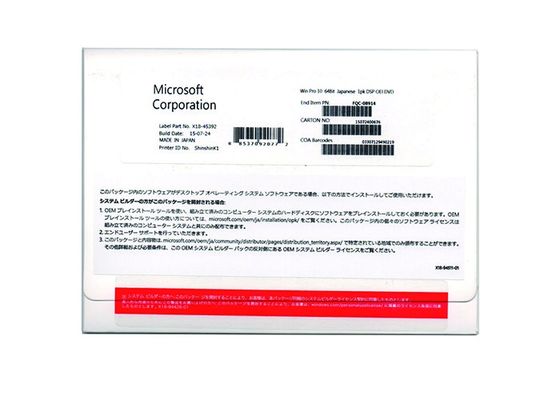 Chiny Microsoft Windows 10 Professional Oem 64-bitowy naklejka Janpanese Version FQC-08914 dostawca