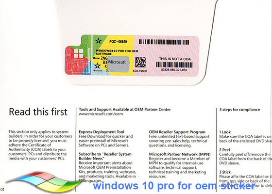 Chiny Windows 10 Pro COA Sticker Pełna wersja 64bit Systems Online Aktywuj dostawca