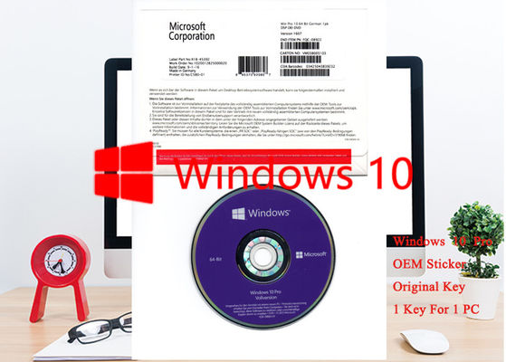 Chiny OEM niemiecki Windows 10 Pro OEM Naklejka 64bit 1pk DSP DVD Software Professional dostawca